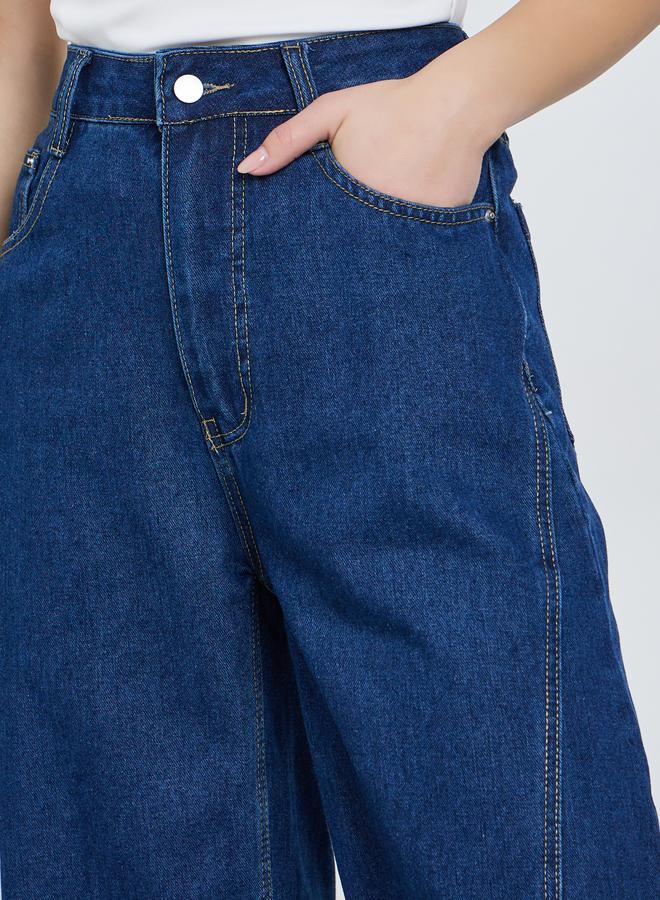 Styli Women Wide Leg Cut and Sew Panel Jeans - Image 2